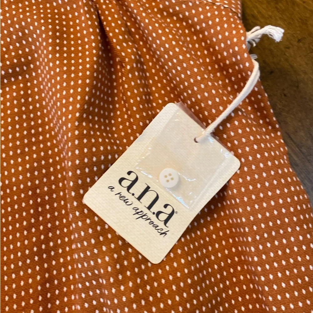 a.n.a Burnt Orange Polka Dot Square neck Cotton Sleeveless Tank top NWT Sz Large - Picture 11 of 15